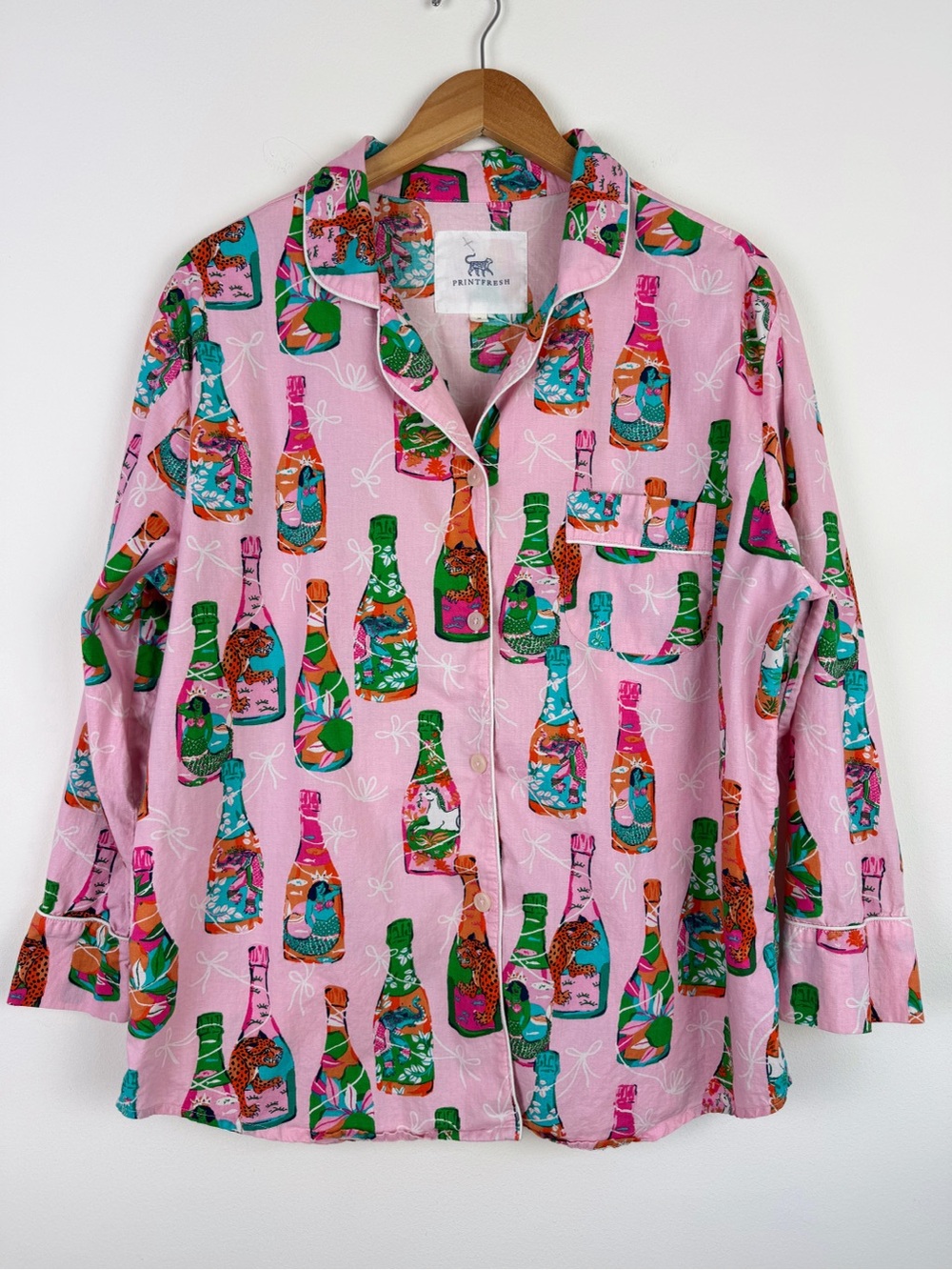 Printfresh Long Sleeve PJ Shirt in Pop the Bubbly